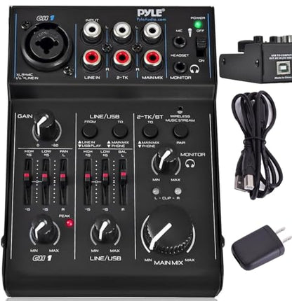 3 Channel Bluetooth Audio Mixer - DJ Sound Controller Interface with USB Soundcard for PC Recording, XLR, 3.5mm Microphone Jack, 18V Power, RCA Input/Output for Professional and Beginners - PAD30MXUBT - style: 3 Channel Bluetooth