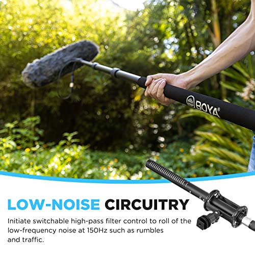 BOYA XLR Microphone BY-BM6060 Super-Cardioid Shotgun Condenser Microphone with 24 48V Phantom Power for Camera Film Interview ENG/EFP Outdoor Recording - size: BY-BM6060