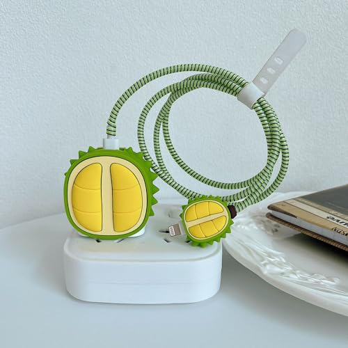ZOSTLAND 5 in 1 DIY 18W 20W Heart Shape Protector Data Cable USB Charger Line Earphone Wire Saver Organizer Compatible with iPhone 11 12 13 14 15 Pro Max - color: Durian