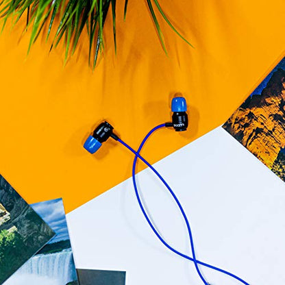 LUDOS Clamor Wired Earbuds in-Ear Headphones, 5 Years Warranty, Earphones with Microphone, Noise Isolating Ear Buds, Memory Foam for iPhone, Samsung, School Students, Kids, Women, Small Ears - Blue - color: Blue, style: 3.5 mm