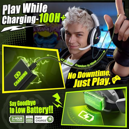 Wireless Gaming Headset for PS5 PC | 2.4GHz+BT - Play While Charging