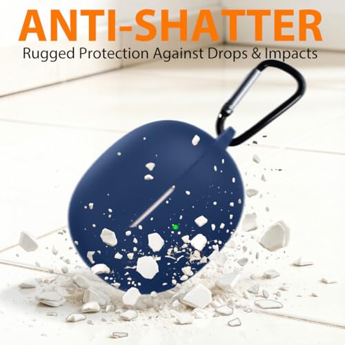 Silicone Protective Case for i121 Earbuds, Compatible with King Lucky Clip-On Open Ear Headphones, Full Cover Shockproof Anti-Scratch Case with Keychain Carabiner, Charging Port Access - color: Blue