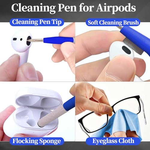 Headphone Earbud Cleaning Brush Pen for Airpod Pro 2, Hatstart Laptop Computer pc Keyboard Gaming Cleaner Accessories Kit for iPhone iPad Airpod MacBook, Phone Tablet Screen Clean as Cool Desk Gadget - color: Blue Pink