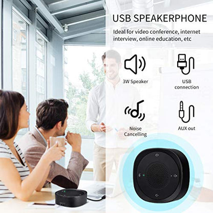 USB Speakerphone Microphone, Conference Speaker Omnidirectional Computer Mic, with 360º Voice Pickup, Touch-Sensor Buttons for Mute/unmute, Streaming, Call Speaker Skype, Webinar, Interview -(JV801) - size: JV801