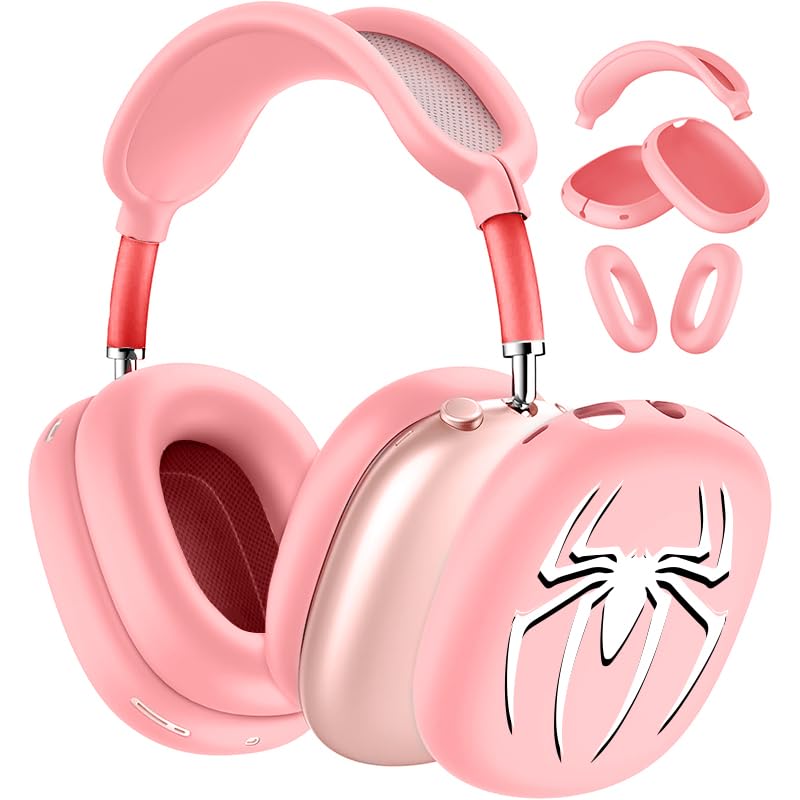 3-in-1 Silicone Case Cover for AirPods Max 2/AirPods Max Headphones, Apple AirPod Max Accessory Protective Cover, Headband/Ear Cups/Ear Pad Covers, Anti-Scratch and Sweatproof - color: Pink