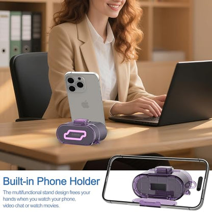 [with Safety Lock] for Sony WF-1000XM6 Case Cover, Soft TPU Clear Protective Earbuds Case with Cleaning Kit & Carabiner, Wireless Charging Headphone Accessories for Men Women(Clear Purple) - color: Clear Purple