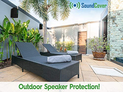 The Original Light Outdoor Speaker Covers for C-Bracket Mounted Speakers – Premium 210T Polyester with Silver UV Protective Coating – Water-Resistant, All-Weather Protection – Compact Size (Set of 2) - size: COMPACT: H 10.4" x W 6.7" x D 8.3"