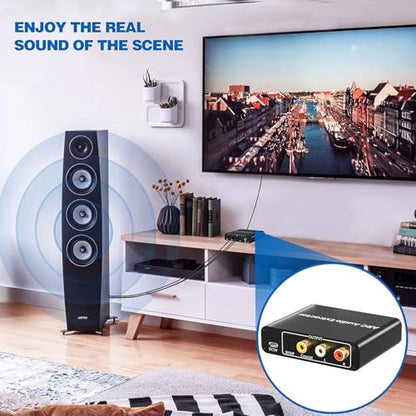 192KHz HDMI ARC Audio Extractor,ARC to Optical Coaxial RCA Adapter for TV | Includes Power Cord;Supports Digital Optical (TOSLINK), SPDIF, Coaxial, and Analog 3.5mm RCA Stereo output - size: ARC-N