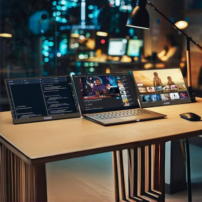 Kado Portable Monitor 15.6-inch FHD 1080p Rotating Stand IPS Display | 45W Reverse Charging Ultra-Slim Laptop Monitor 1920x1080 with Built-in Speakers for PC, Mac, Phone, Xbox, PS5, USB-C & HDMI - size: Pivot Stand