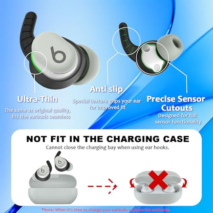 Ear Hooks for Beats Solo Buds, 5 Pairs Ear Hook Compatiable with Beats Solo Bud 2024 Silicone Accessories Anti-Slip Ear Covers Holder [Not Fit in The Charging Case](Black)