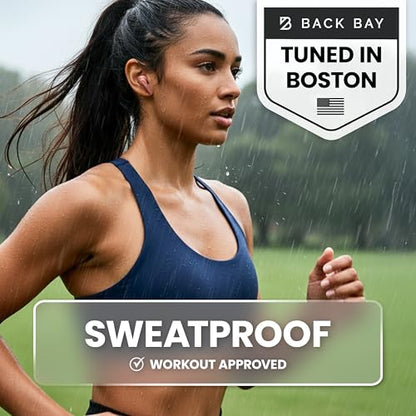 Back Bay Audio iPhone + Android Wireless Earbuds Bluetooth, Sweatproof | Ultra-Sleek Small Sports Earphones with Wireless Mic, Wireless Air Buds For iPhone iOS, Bluetooth Ear Buds Earphones - color: Rose Gold