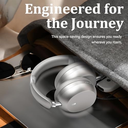 Wentronic Y04 Bluetooth Headphones Active Noise Cancelling Wireless Over Ear Headsets 48 Hours Playtime High Sound Quality Foldable Earphones with Soft Ear Cushion for Travel - Silver - color: Sliver