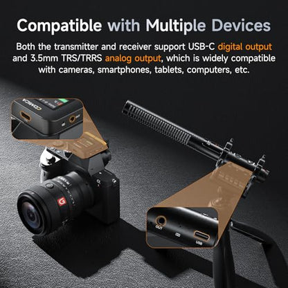 COMICA VM40 Shotgun Microphone – 48kHz/32-bit Float Recording, Wired & Wireless Modes, 32GB Onboard Storage – Compatible with Canon, Nikon, Sony Cameras & Camcorders for YouTube, Interviews & Filming