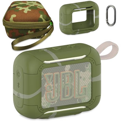 Protective Case for JBL Go 5 Portable Bluetooth Speaker | Accessories Hard Carrying Case and Silicone Cover with Metal Carabiner (Squad Case) - color: Squad Case