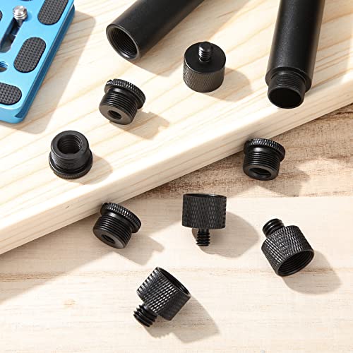 8 Pieces Mic Stand Adapter 5/8 Female to 3/8 Male and 3/8 Female to 5/8 Male, 5/8 Female to 1/4 Male and 1/4 Female to 5/8 Male Screw Thread Adapter Mic Thread Adapter Set for Microphone (Black) - color: Black