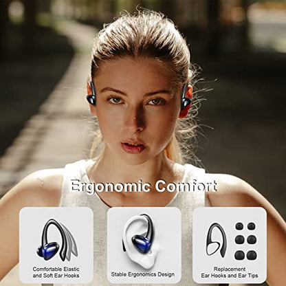 Wireless Earbud Sport in-Ear Bluetooth Headphones with Earhooks Detachable,Bluetooth 5.1 Ear Buds CVC8.0 Noise Cancelling Mic,Over Ear Wireless Earphones 36H Playtime,IP7 Waterproof Bluetooth Headset