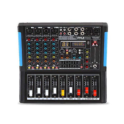 Pyle 4-Channel Bluetooth Studio Audio Mixer-DJ Sound Controller Interface with USB Drive for PC Recording Input, XLR Microphone Jack,48V Power,Input/Output for Professional and Beginners - PMXU46BT - style: 4 Channel Pro