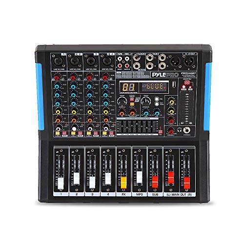 Pyle 4-Channel Bluetooth Studio Audio Mixer-DJ Sound Controller Interface with USB Drive for PC Recording Input, XLR Microphone Jack,48V Power,Input/Output for Professional and Beginners - PMXU46BT - style: 4 Channel Pro