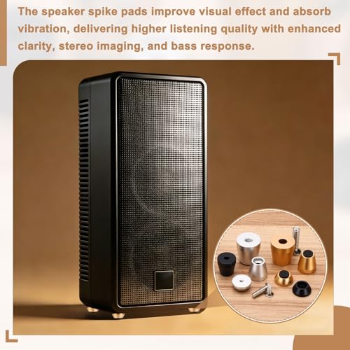 MECCANIXITY 4Pcs Speaker Isolation Pad Feet, 20x20mm Shockproof Aluminum Alloy Vibration Isolation Speaker Shock Base Pad Cone Base with Screws & Rubber Pads for Audio Equipment, Black - color: Black, size: 20x20mm