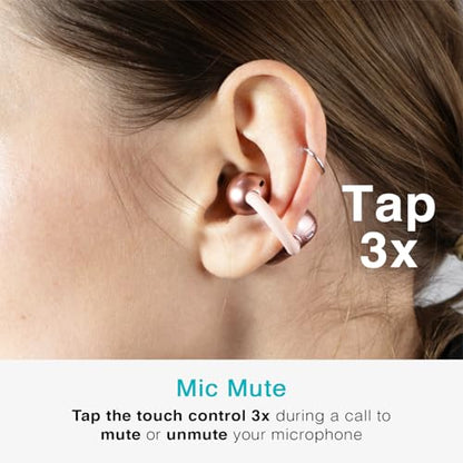 MEE audio Pebbles Air Open Ear True Wireless Earbuds - Bluetooth 5.3 Lightweight Earclip Headphones with Headset Microphone & Call Noise Reduction for Gym/Workouts/Sports and Gaming (Rose Gold/Pink) - color: Rose Gold