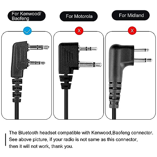 Wireless Headset with Clear Acoustic Tube Earpiece and 2 Pin Dongle,Walkie Talkie Headset with PTT Microphone for BaoFeng Kenwood Btech Radios & More(Not Compatible with Motorola/Midland)