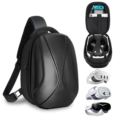 BnLnHOGVR Carrying Case for Meta Quest 3S/Quest 3/Quest 2/Pimax Dream Air VR Headset, Controller, BOBOVR S3 Pro/Kiwi Design Head Strap, Hard Sling Travel Bag for Extra Accessories with Lens Cover