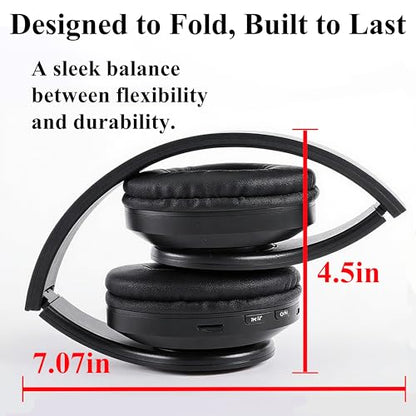 Wireless Over-Ear Bluetooth Headphones, LED Lights, Built-in Mic, Black | Bluetooth 5.0 low latency, 40mm driver HIFI stereo Foldable lightweight soft earcups, for gaming travel office home gift - color: All Black