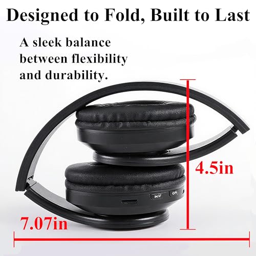 Wireless Over-Ear Bluetooth Headphones, LED Lights, Built-in Mic, Black | Bluetooth 5.0 low latency, 40mm driver HIFI stereo Foldable lightweight soft earcups, for gaming travel office home gift - color: All Black