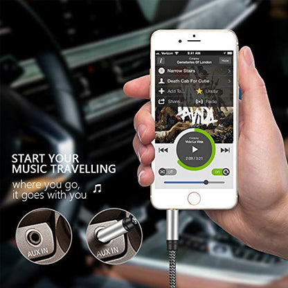 Tan QY Male to Male Audio Cable 10Ft,4 Pole Hi-Fi Stereo Sound 3.5mm Aux Cable Adapter/Auxiliary Cable/Aux Cord Compatible All 3.5mm-Enabled Devices for Car (10Ft, Silver) - size: 10Ft