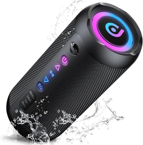 Portable Bluetooth Speaker, Bluetooth 5.4 Speaker, 30W Dual Speaker, 2.0 Channel, Deep Bass, 30H Playtime, Colorful RGB Lights, IPX7 Waterproof, TWS pairing for Outdoor/Home/Party/Travel, Gift Ideas