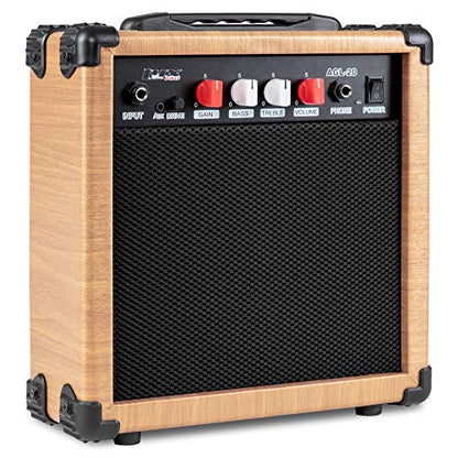 LyxPro Electric Guitar Amp 20 Watt Amplifier Built In Speaker Headphone Jack And Aux Input Includes Gain Bass Treble Volume And Grind - Natural - color: Natural, size: 20 Watt