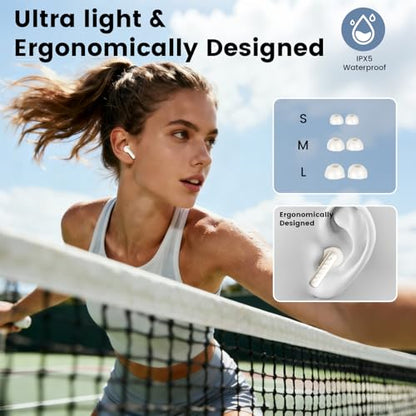 Wireless Earbuds with Smart Touch Screen Bluetooth in-Ear Headphones ANC Noise Cancelling Clear Calls 60H Playtime IPX5 Waterproof Earbuds for Sports Gym Work Travel - color: Beige