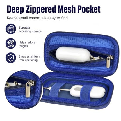 COMECASE Bluetooth Transmitter Case for AirFly SE/Pro 2/Pro/Duo | Hard EVA, Deep Mesh Pocket, Dual Elastic Straps, Fits for Avantree Relay, for 1Mii, Airplane Travel Tech,Case Only, Dark Blue - color: Blue