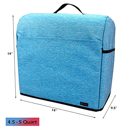 Stand Mixer Dust-proof Cover with Organizer Bag for Kitchenaid Mixer, Multi Pockets for Various Kitchen Appliance Accessories (Blue, 4.5-5 Quart)