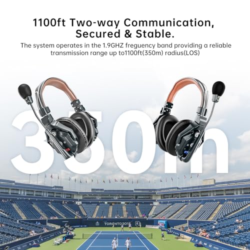 Hollyland Solidcom C1 Pro Wireless Intercom Headset System ENC Full Duplex 4-Person 1100ft Team Communication with PTT Mute Headset for Church Drone TV Film Production（Double-Ear Version）… - size: 4 Set Double-Ear
