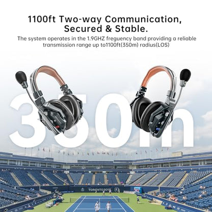 Hollyland Solidcom C1 Pro Wireless Intercom Headset System ENC Full Duplex 4-Person 1100ft Team Communication with PTT Mute Headset for Church Drone TV Film Production（Double-Ear Version）… - size: 4 Set Double-Ear