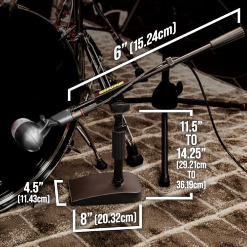 Shure by Gator Low Profile Mic Stand with Single-Section Boom (SH-DESKTOP2) | Compact Non-slip Weighted Base Twist Clutch Height Adjustment Integrated Cable Management.