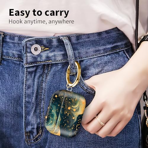 Compatible with Airpod pro 2nd/1st Generation Case Cover with Gold Round Keychain Cute Pattern Hard & Anti Slip Cover for Men Women & Girls（Starry Sky） - color: Starry Sky