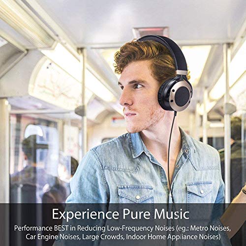 MONODEAL Active Noise Cancelling Headphones with Microphone | with Airplane Adapter, Folding and Lightweight Travel Headsets, Hi-Fi Deep Bass Wired Headphones with Carrying Case