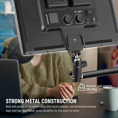 NEEWER Light Stand Mount Adapter w Cold Shoe & 1/4" Screw Mini Ball Head | Reversible Mounting Plate for Camera, Monitor, Ring Lights, Fits Flat Head, Boom Arm, C Stands, Max. Load 22lb/10kg - style: ST-GM06