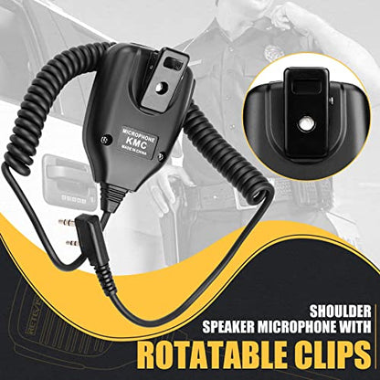 Retevis Walkie Talkie Shoulder Speaker Microphone, 2 Pin,1 Pack | for RT22/RT68/H777/RT68H/RT22S, Compatible with BAOFENG UV-5R/888S,Kenwood Radio, Rotatable Clip, Kevlar Cable, Portability