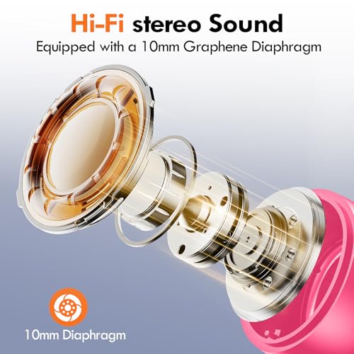 Lanteso True Wireless Earbuds Bluetooth 5.4, in Ear Headphones | 48H Playtime,Light Weight, Built in Mic, Premium Sound with Deep Bass, Clear Calls for Sports Workout Hot Pink - color: Hot Pink