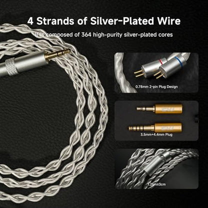 CVJ Neko IEM Wired Gaming Earbuds, 10mm Dynamic Driver HiFi in-Ear Monitors with 3.5 & 4.4mm Plugs, Deep Bass Headphones with Detachable Silver-Plated Cable for Audiophiles, Singers, Musicians - Gold - color: Gold