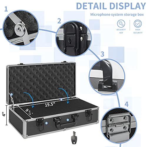 20 Inch Hard Carrying Case | Ideal for Wireless Mic System Storage & Camera Gear Transportation, Aluminum Alloy Sturdy Build, Customizable Pre-Diced Foam - size: Inner：19.6''X 9.6''X 5.6''