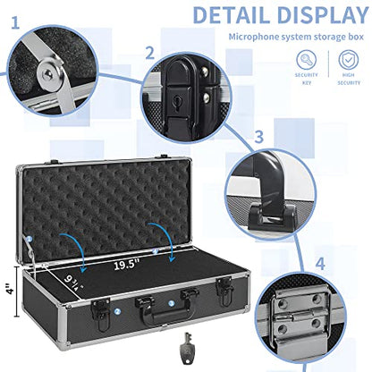 20 Inch Hard Carrying Case | Ideal for Wireless Mic System Storage & Camera Gear Transportation, Aluminum Alloy Sturdy Build, Customizable Pre-Diced Foam - size: Inner：19.6''X 9.6''X 5.6''