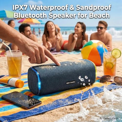 Bluetooth Shower Speaker, IPX7 Waterproof Pool Speaker | Interactive Tap-to-Play Drum Beats, 25H Playtime, LED Lights, Built-in Mic for Hands-Free Calls in Bathroom, Blue - color: Blue