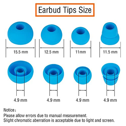 Silicone Earbud Tips Replacement Eartips Earbuds Cap Eartips Tips Compatible with Powerbeats 1/2/3 Wireless Beats by Dre Headphones,4 Pairs Ear Bud Tips - color: Electric Blue