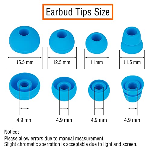 Silicone Earbud Tips Replacement Eartips Earbuds Cap Eartips Tips Compatible with Powerbeats 1/2/3 Wireless Beats by Dre Headphones,4 Pairs Ear Bud Tips - color: Electric Blue