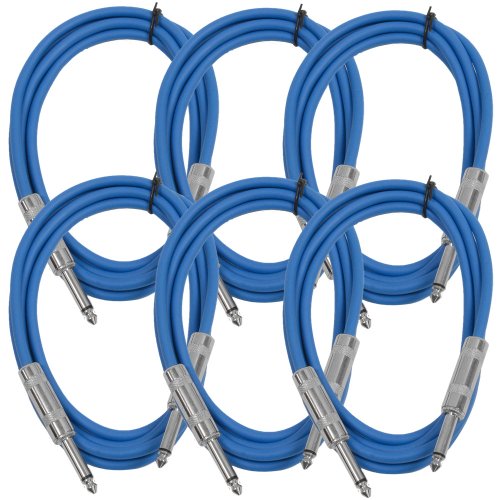 Seismic Audio SASTSX-6Blue-6PK 6-Feet TS 1/4-Inch Guitar, Instrument, or Patch Cable, Blue - color: Blue, size: 6 Foot