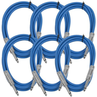 Seismic Audio SASTSX-6Blue-6PK 6-Feet TS 1/4-Inch Guitar, Instrument, or Patch Cable, Blue - color: Blue, size: 6 Foot